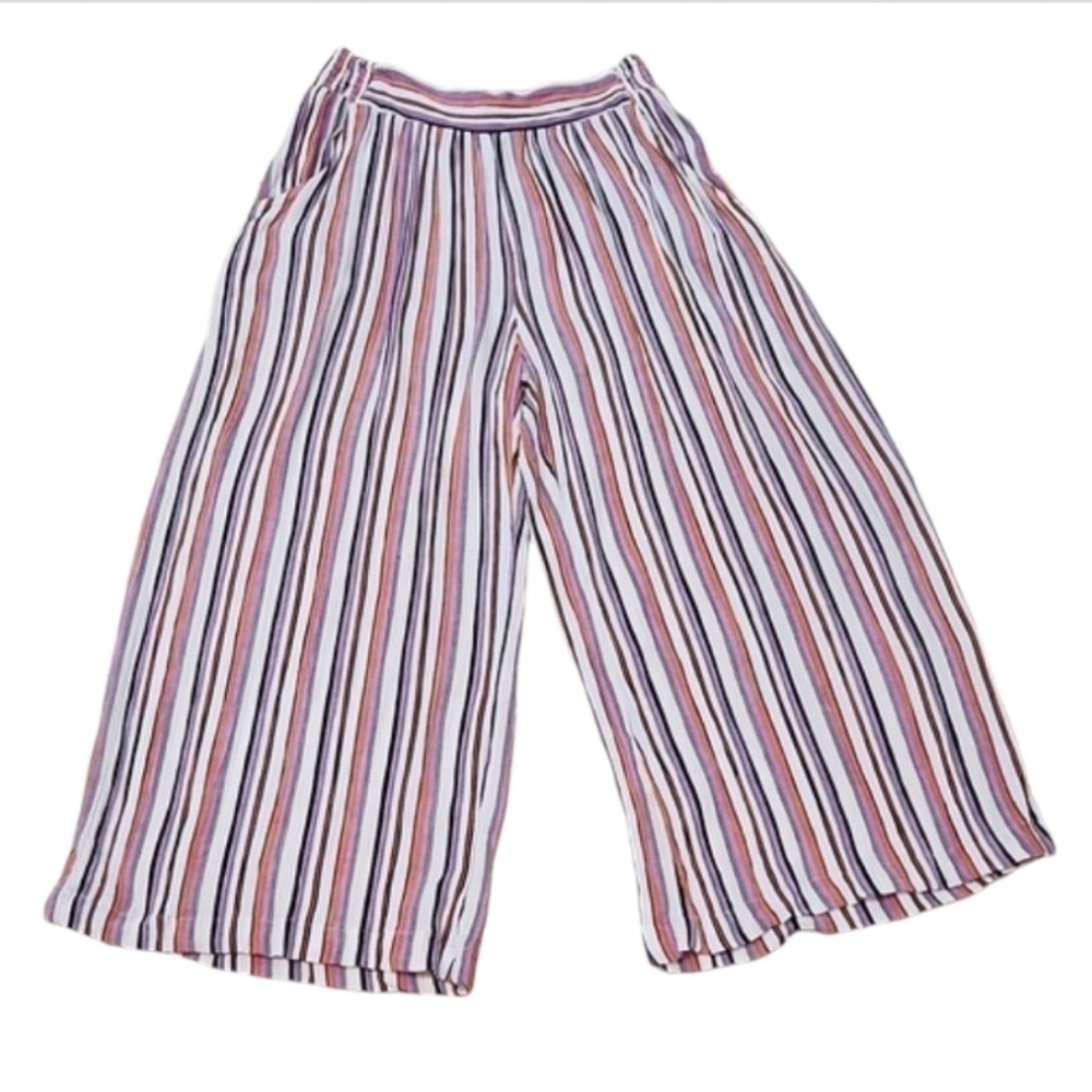 Angie Linen Wide Leg Elastic Smocked Waist Beach Lounge Pants